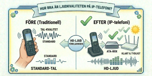Infografik som visar att ljudet på dina telefonsamtal blir bättre med IP-telefoni tack vare att allt går digitalt.