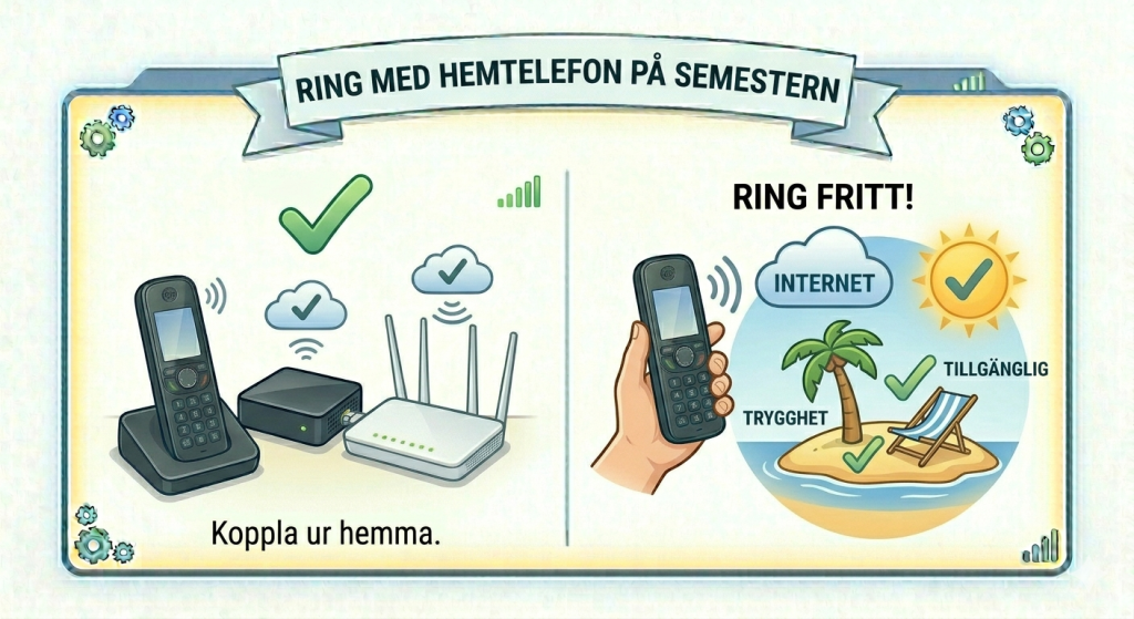 Infografik som visar hur enkelt det är att ta med dig din hemtelefon på semestern.