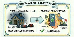 Infografik som visar att din mobiltelefon blir din trygghet vid strömavbrott.